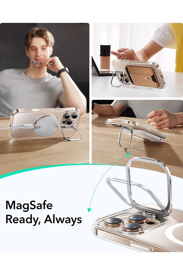 Iphone 16 Pro Max HaloLock Mag Safe Classic Hybrid Stantlı Silikon Kılıf - Kamera Kontrol Buton - 6