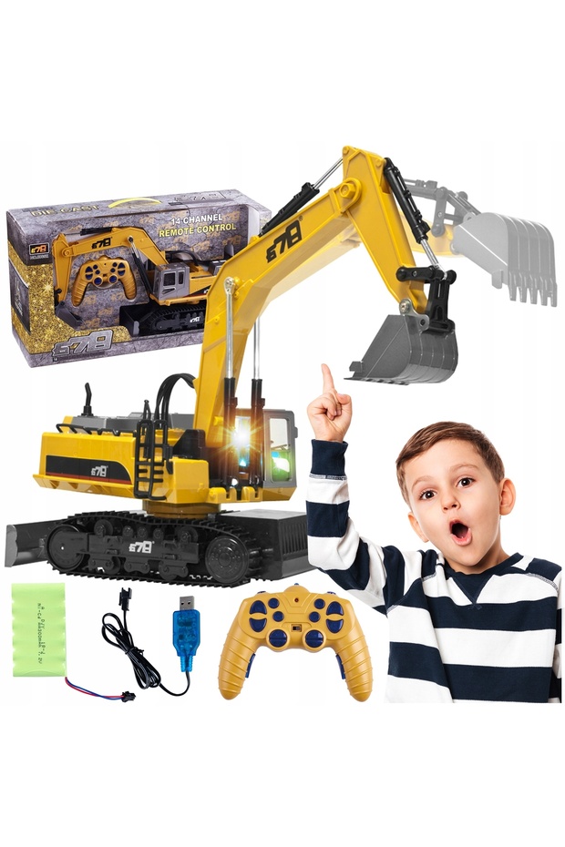 Remote control excavator, 1/14 scale, with remote control, USB charging, 14 channels - 2