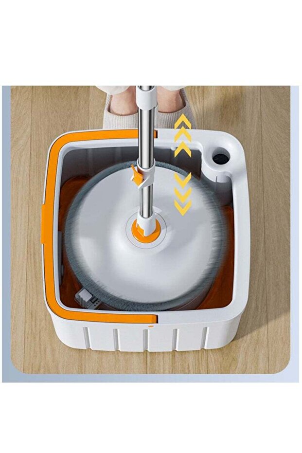 Spin Mop and Bucket Set,180° Rotating Mop Head Wet and Dry Use with 2 Washable and Reusable Pad - 5