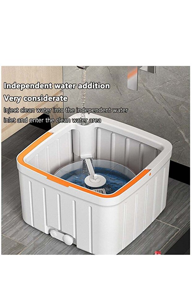 Spin Mop and Bucket Set,180° Rotating Mop Head Wet and Dry Use with 2 Washable and Reusable Pad - 2
