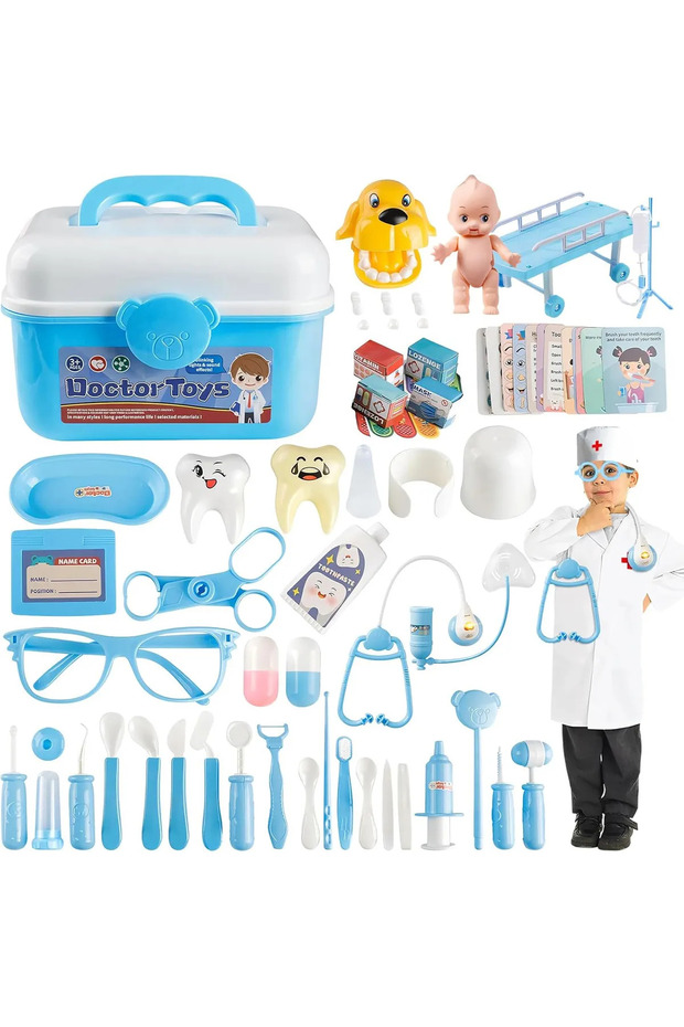 63 PCS Doctor Play Set,Dentist Kit with Stethoscope and Coat,Best Gift for Kids Doctor Role Play