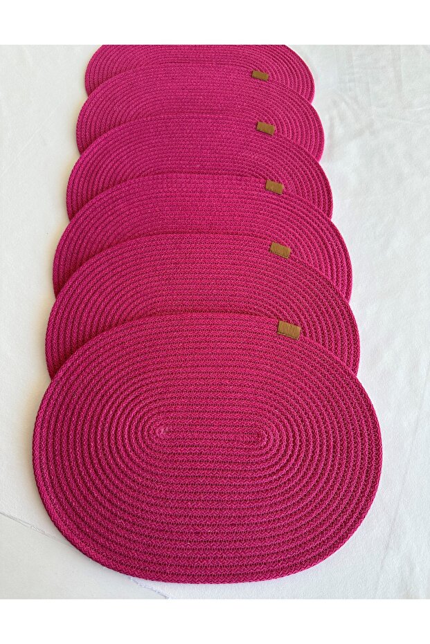 Jute Placemat, Table Decor Supla Oval Fuchsia 30X40 Set of 6
