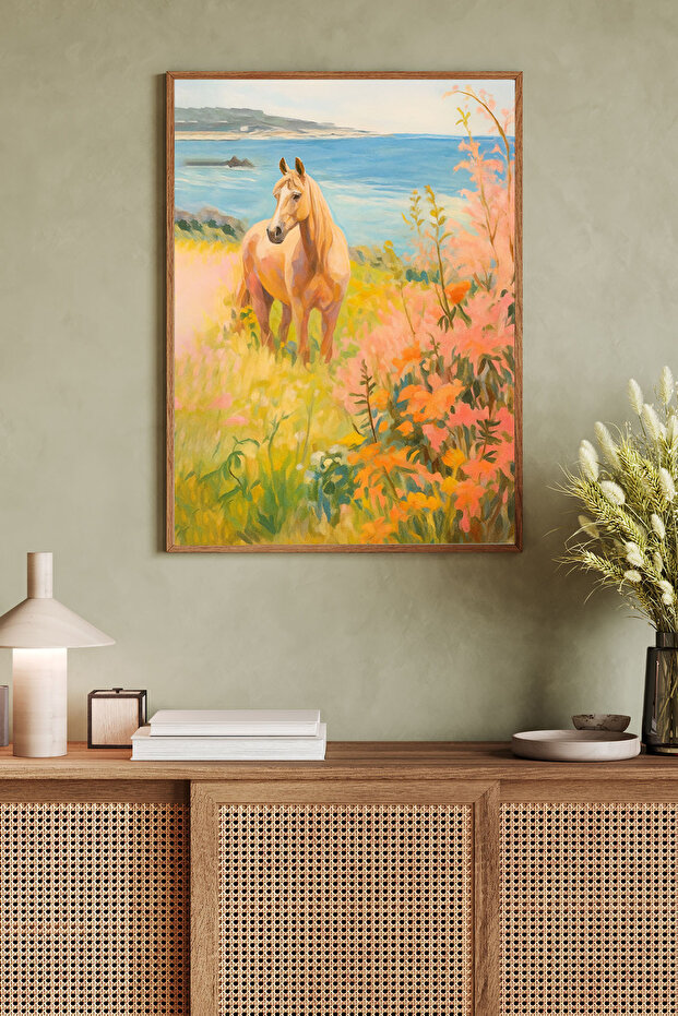 One Piece Wooden Framed Painting Horse Painting Tk0825