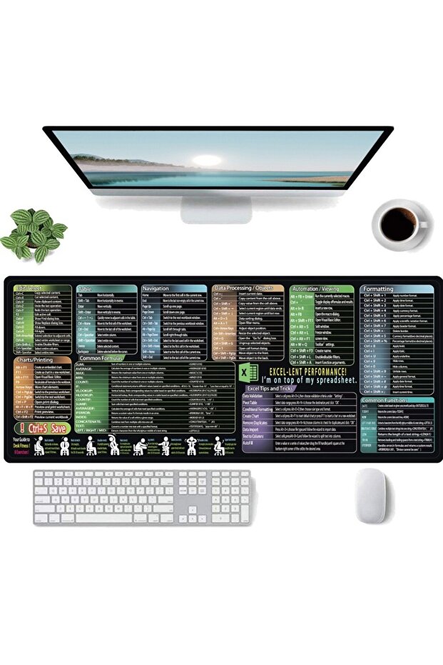 XL Mousepad with Keyboard Rest – Excel Shortcuts & Formulas, Scratch-Resistant, Non-Slip, 9 - 2