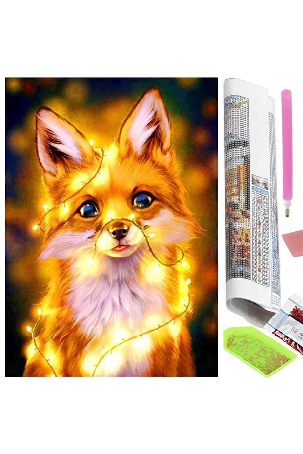 5D diamond embroidery set, 30x40cm, Fox pattern - 19