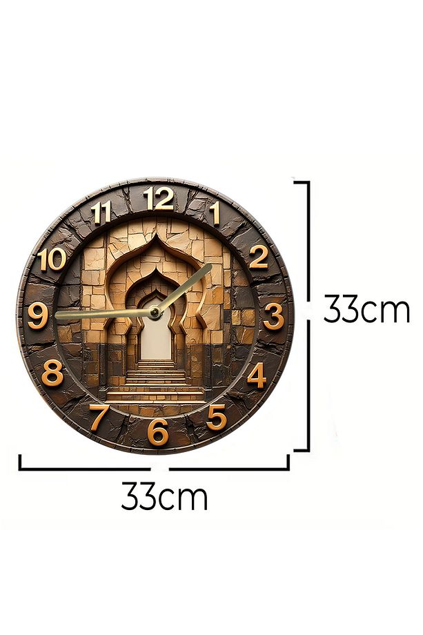 🏛️ Tarihi Mimari Temalı 3D Görünümlü MDF Duvar Saati – 33 cm 🕰️ sdw91 - 5