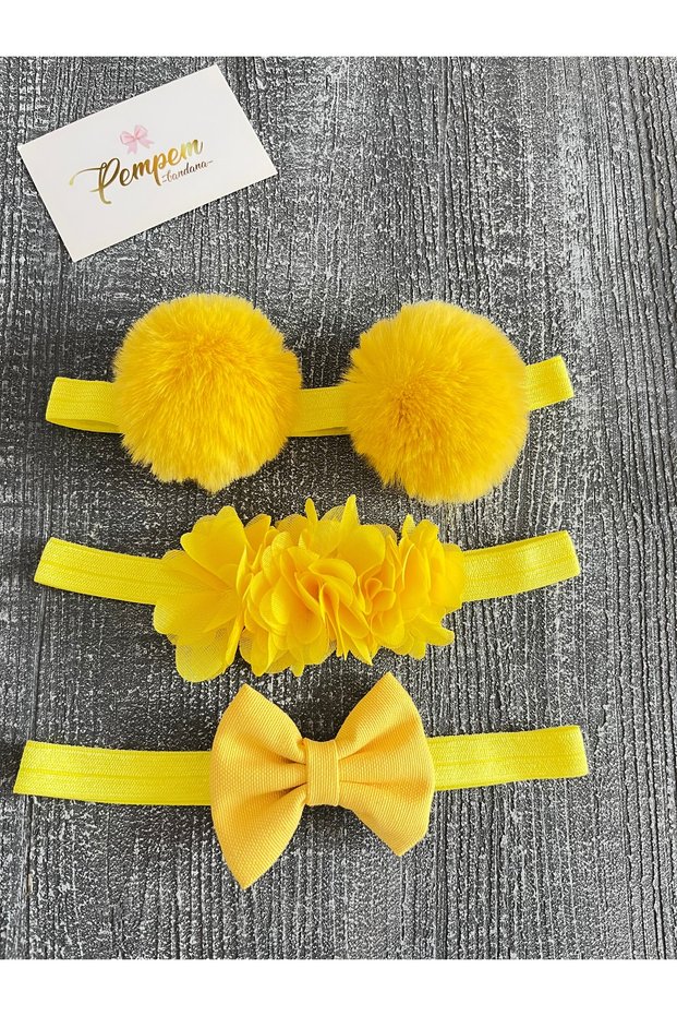 Baby Girl Pom Pom Bandana, Linen Bow Bandana. Frida Bandana Set of 3