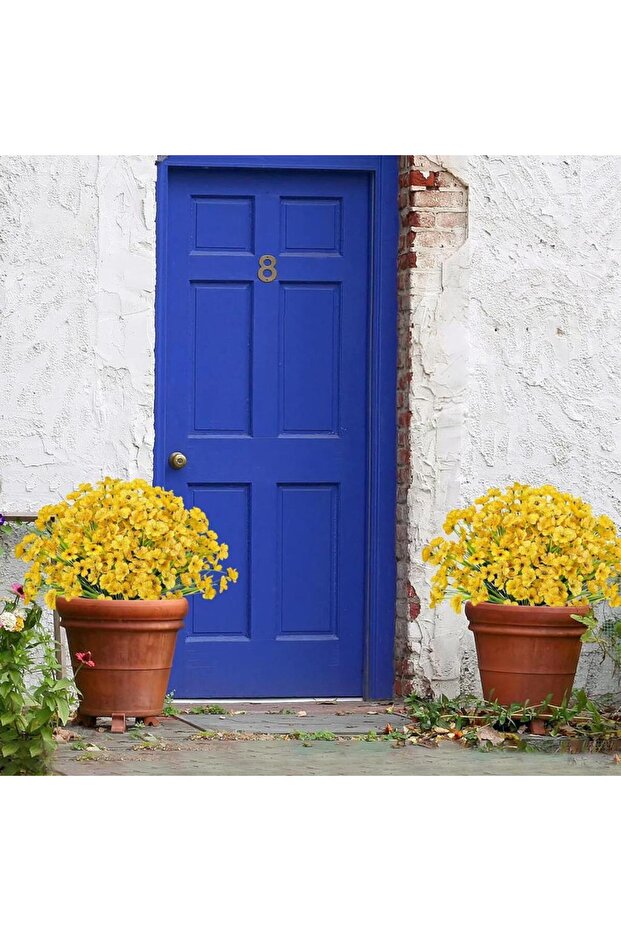 12li Set Yapay Çiçek Sazlı Mine Sarı Renk 5 Dallı 33cm - 3