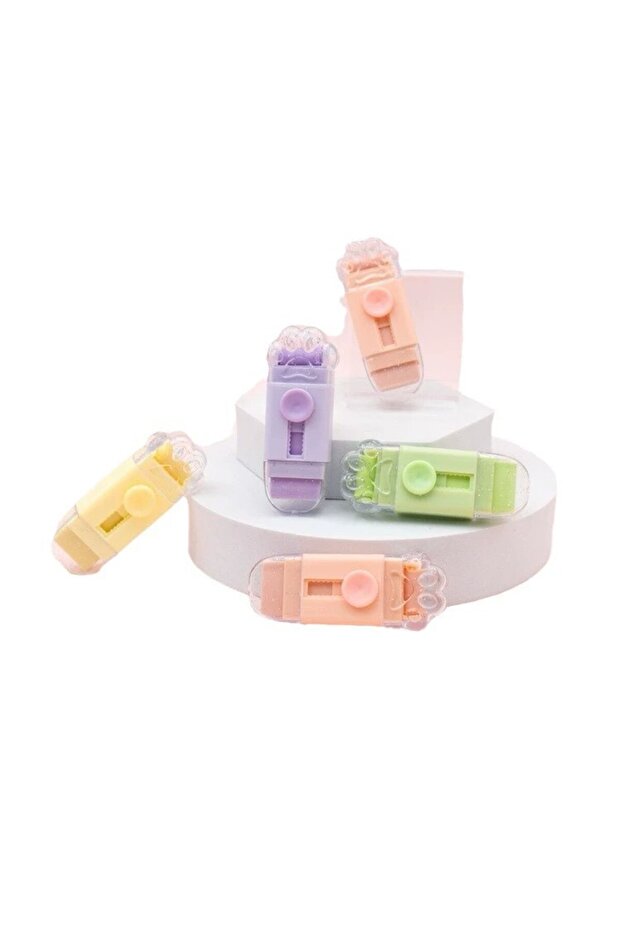Eraser, Flippy, Cat Paw Pattern, with 2 Refills, Pull-Push Adjustment, Rubber, Yellow - 4
