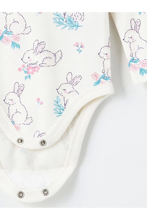 Pembe Bisiklet Yaka Kız Bebek Çıtçıtlı Bodysuit 2'li - 6
