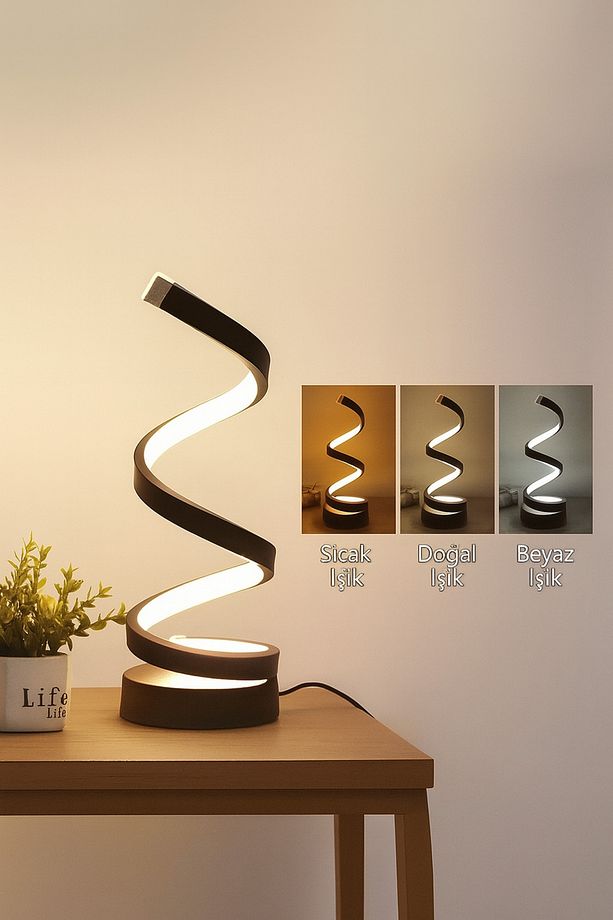 Spiral LED Masa Lambası - 3 Renk Işık Seçeneği - 1