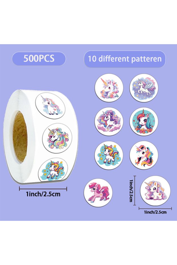 500PCS 500PCS Cute Unicorn Roll Stickers Hot Selling Tablet DIY Boutique Stickers Envelope Sealing S