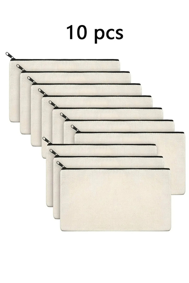 10 pcs 10/20/40/60 PCS Canvas Zipper Bags Multifunctional Blank DIY Craft Pouches Pencil Bags Case P