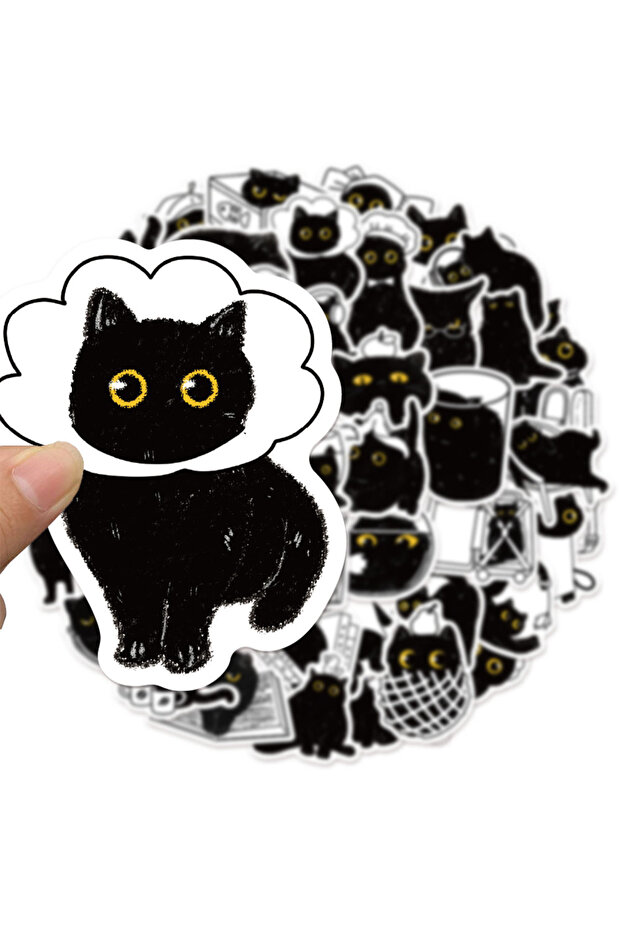 50PCS 50PCS Lucky Black Cat Log Stickers Decoration DIY Handaccount Phone Case Notebook Skateboard W