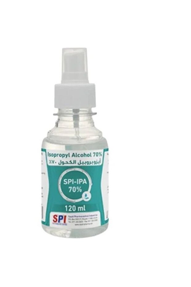 Isopropyl Alcohol 70% spray 120ml اس بي اي كحول ايزوبروبيل 70% محلول معقم 120 مل