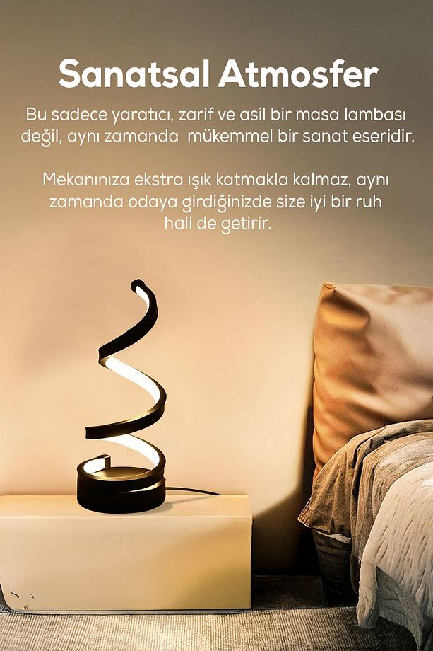 Kıvrımlı LED Masa Lambası – 3 Renk Seçenekli Gece Lambası - 6