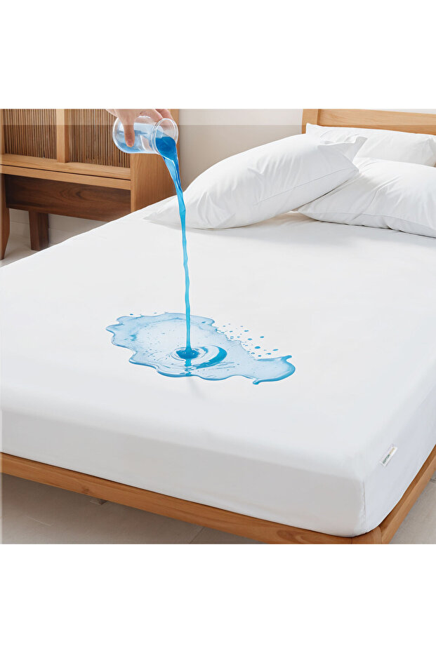 100% Waterproof Mattress Protector PU Laminated Fabric , Single Size 90x200+35cm , White