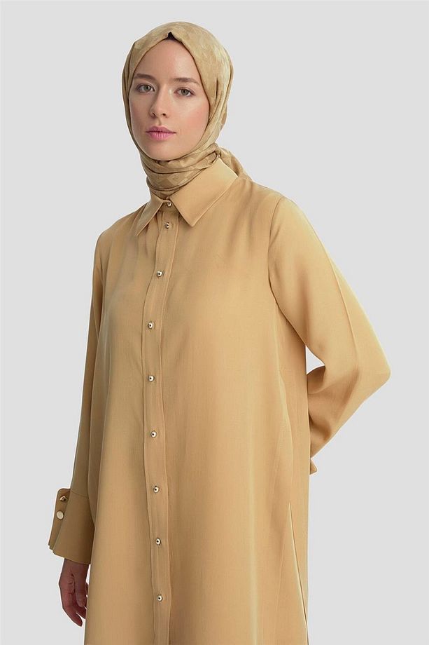 Kalın Manşetli Tunik 25KD4012 Camel - 4