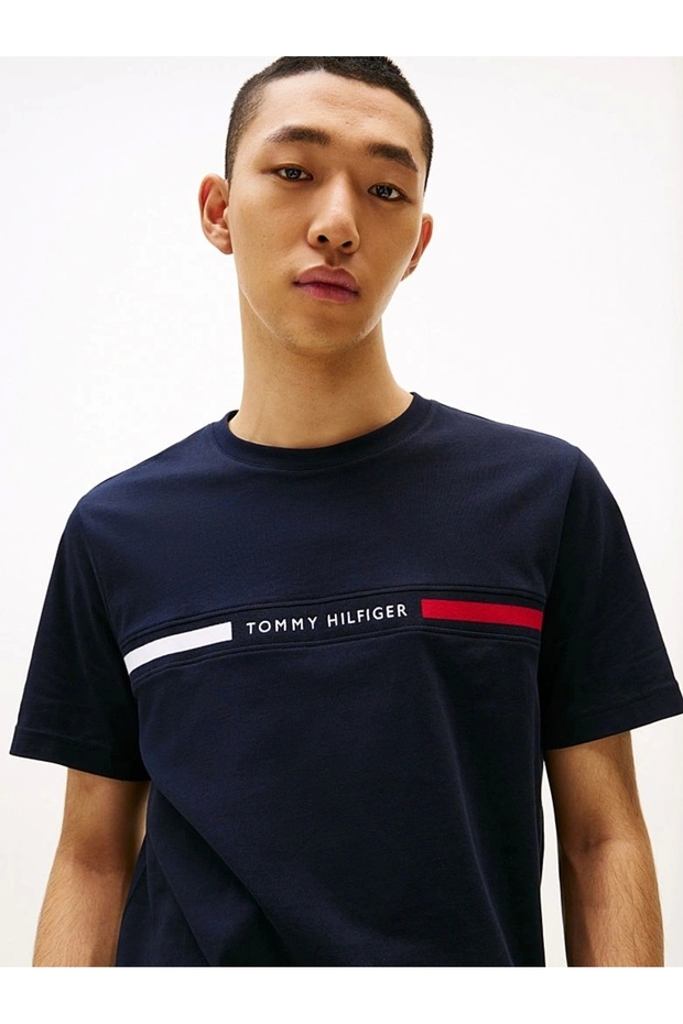 Erkek Chest Logolu Lacivert T-Shirt - 7