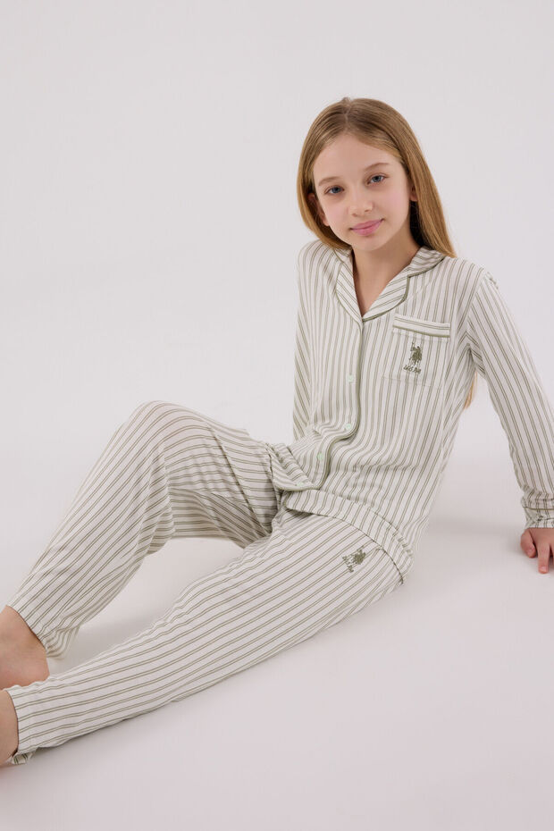 U.S. Polo Assn Girls' Green Shirt Pajama Set