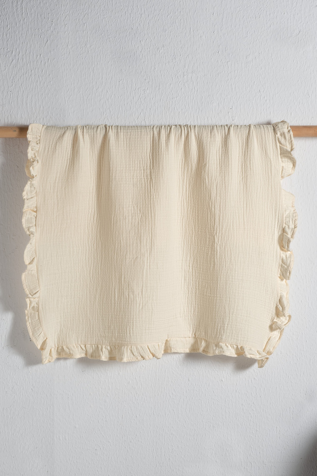 100% Cotton Ruffled & Knitted 4-Layer Muslin Baby Blanket