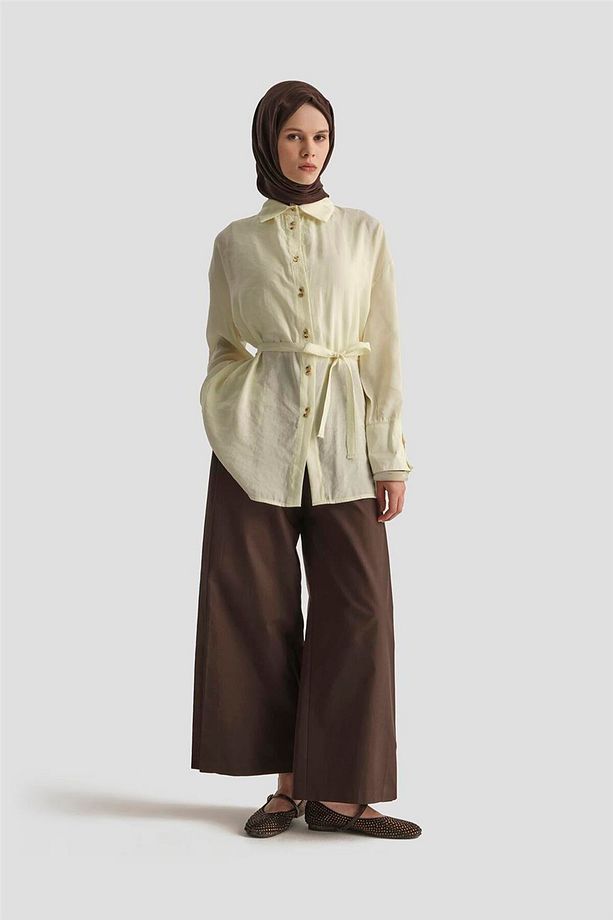 Kemer Detaylı Tunik 25KD9009 Açık Sarı - 2