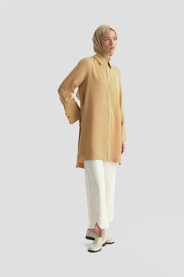Kalın Manşetli Tunik 25KD4012 Camel - 2