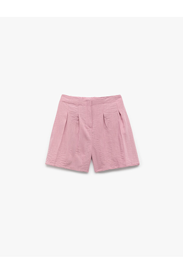 High Waist Pleated Zipper Detailed Shorts