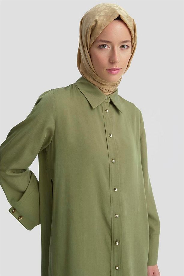 Kalın Manşetli Tunik 25KD4012 Haki - 4