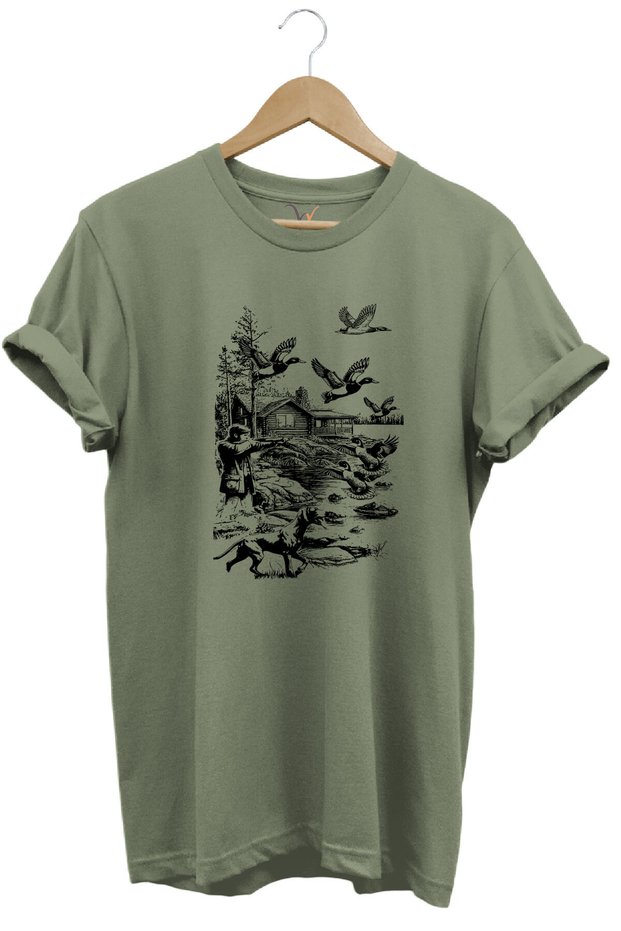 Hunting Hunting Hunting Dog Hunting and Ducks Printed 100% Cotton Unisex Regular Fit T-Shirt