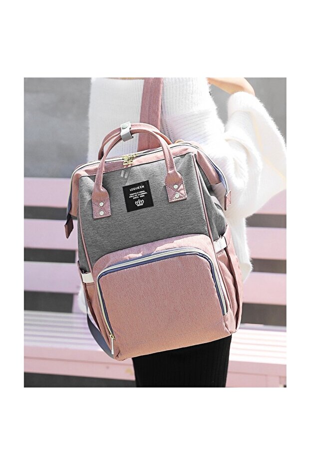 Multifunctional Backpack, Flippy, Waterproof, Pink/Gray - 3