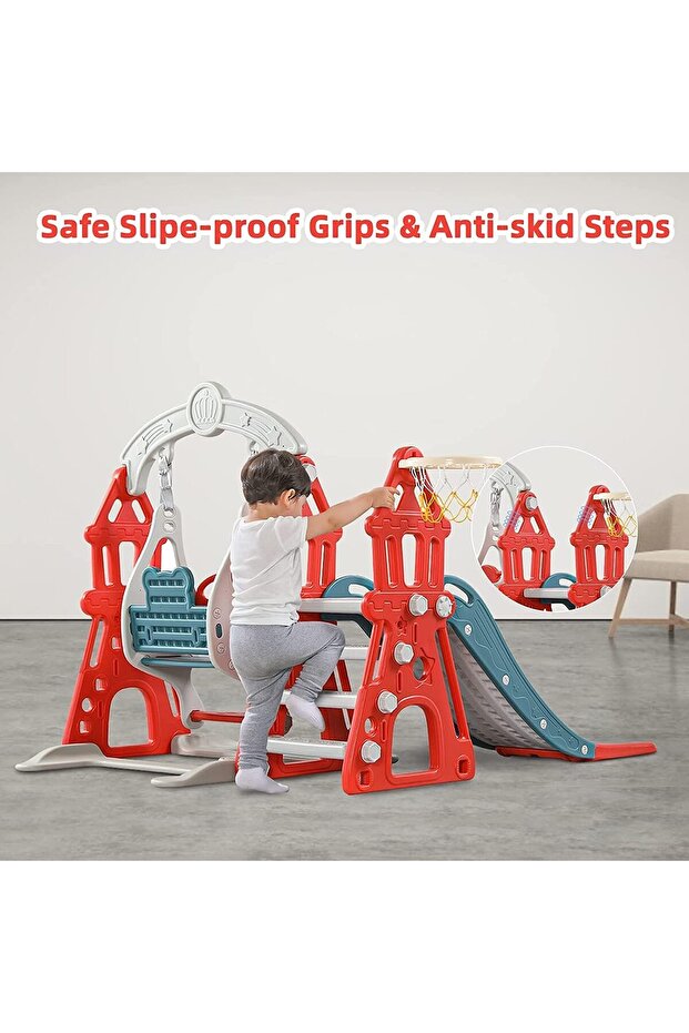 JSAITOYS Three In One Swing And Slide Strong Stability Long Glide Baby Plain Slides Playground - 2