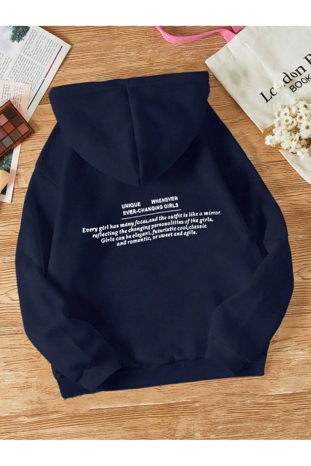 Navy Blue Unisex Men/Women Unique Colorful Custom Printed Cotton Oversize Hoodie