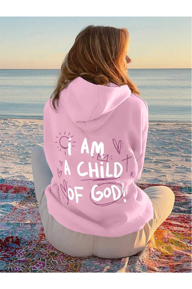 Pink Unisex Men/Women God Colorful Custom Printed Cotton Oversize Hoodie