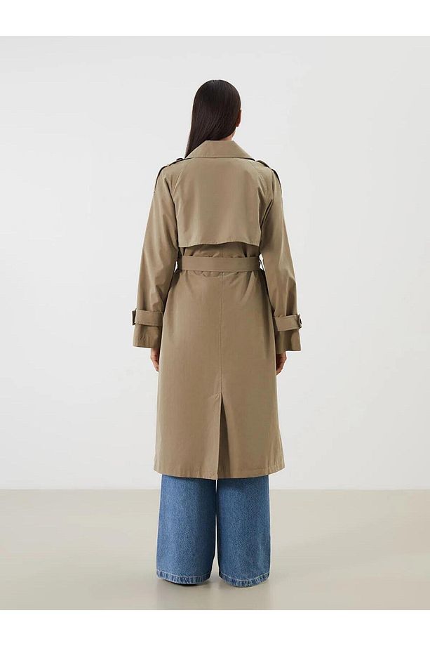 LCW Modest Kruvaze Yaka Oversize Kadın Trençkot (W5) - 5