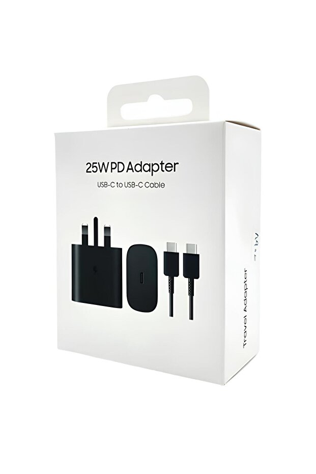 شاحن حائط 25 وات شحن سريع مع قابس بريطاني من USB-C إلى USB-C لأجهزة سامسونج المزودة بكابل من النوع C - 4