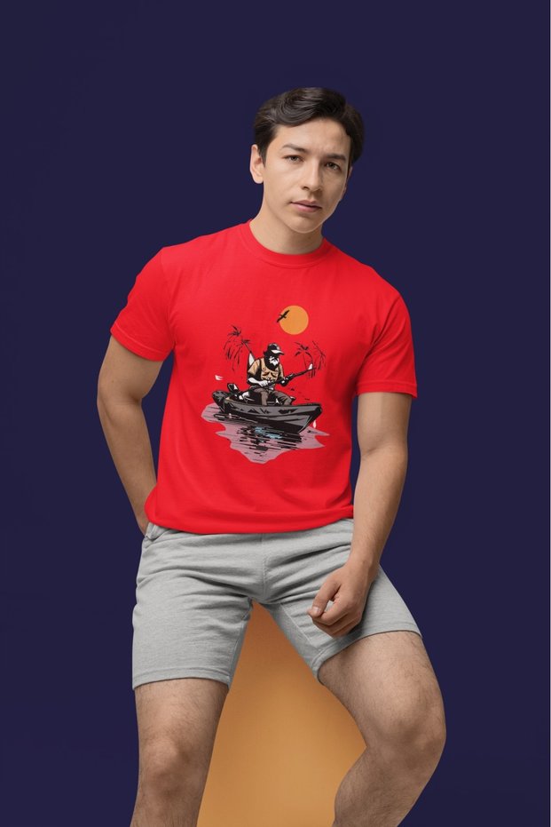 Unisex Men/Women Kayaker Color Printed Oversize 100% Cotton T-Shirt