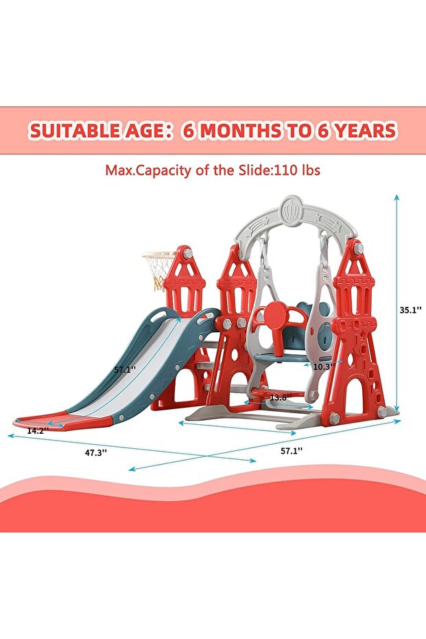 JSAITOYS Three In One Swing And Slide Strong Stability Long Glide Baby Plain Slides Playground - 3