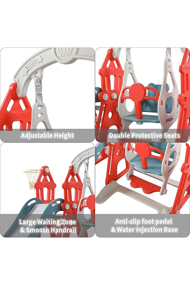 JSAITOYS Three In One Swing And Slide Strong Stability Long Glide Baby Plain Slides Playground - 4