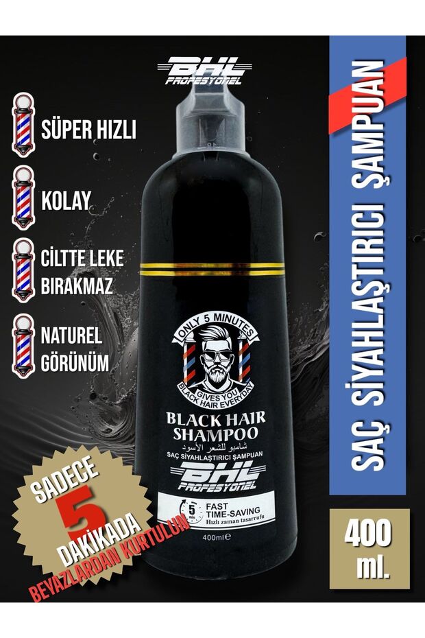 ADSD - Black Hair Shampoo Siyahlaştırıcı Şampuan / Saç Sakal Beyaz Kapatıcı Şampuan 400ml. - 4