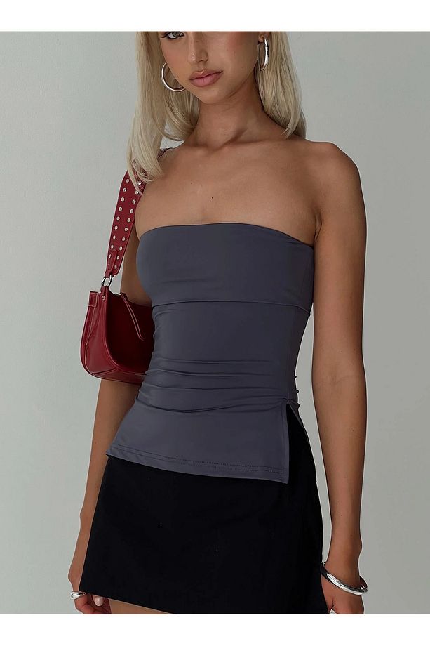 Strutter Strapless - Slim Fit Askısız Crop Bluz - 1