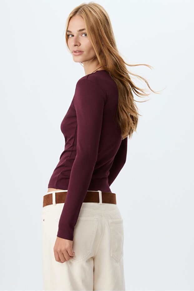 Basic uzun kollu tişört - 4