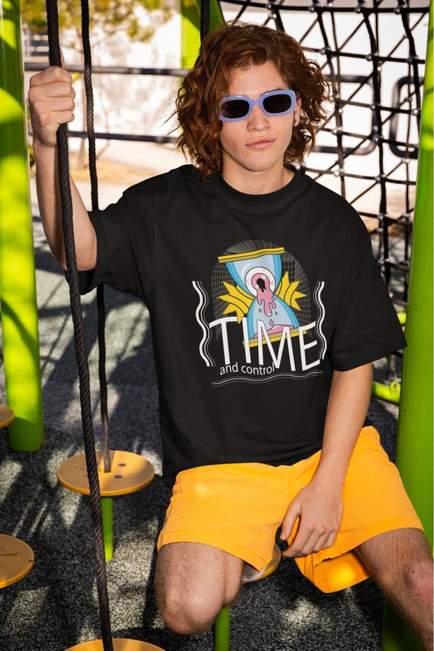 Unisex Men/Women Time Color Printed Oversize 100% Cotton T-Shirt