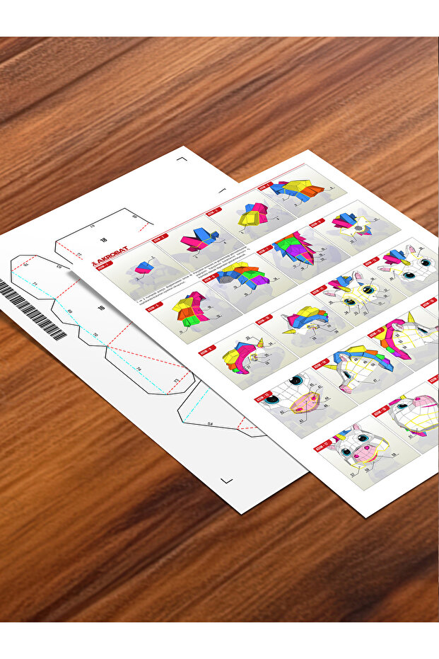 Yavru Unicorn 3D Duvar Dekoru | Çocuk Odası İçin Renkli Kağıt Maket | Kendin Yap Hobi Etkinliği - 7