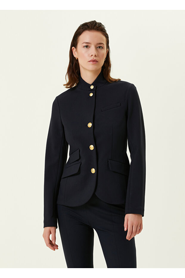 Lacivert Dik Yaka Blazer - 3