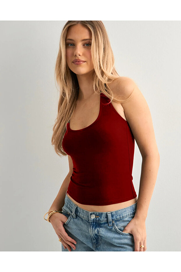 Къс топ с деколте тип халф - 3