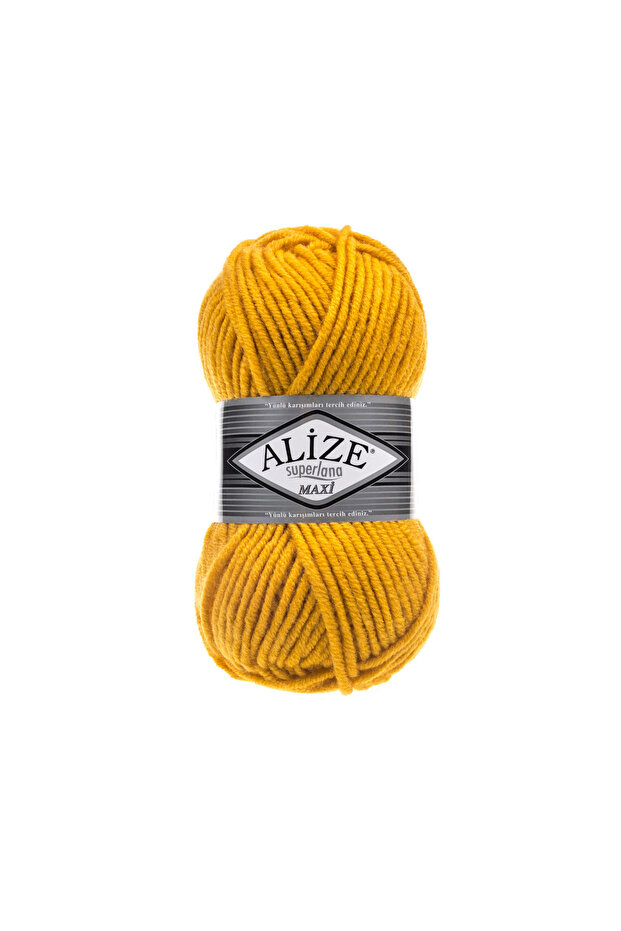 Superlana Maxi Hand Knitting Yarn 100g – 75% Acrylic 25% Wool – Color No: 488 - Yellow
