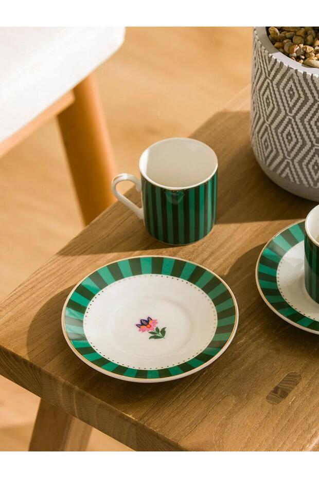 LCW HOME Karişik Çizgi Desenli 2 Kişilik Porselen Kahve Fincan Takımı 90 ml (W5) - 2