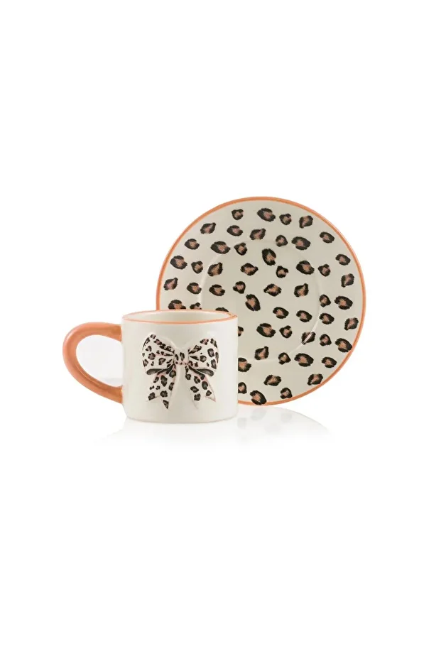 LCW HOME Karişik Fiyonk Desenli İki Kişilik Seramik Kahve Fincan Takımı 100 ml (W5) - 5