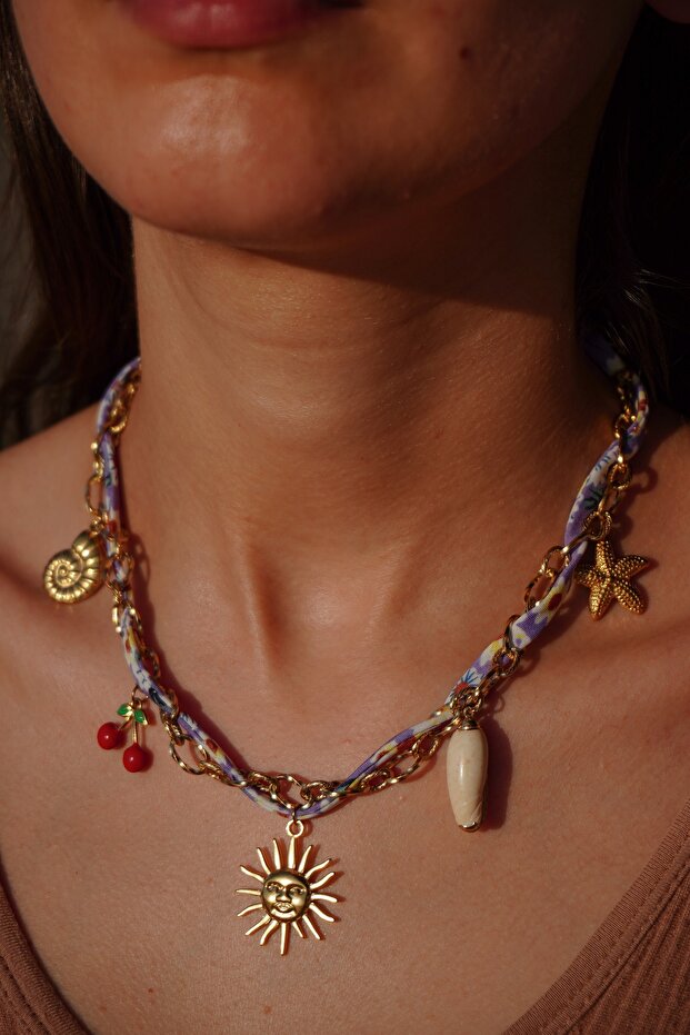 قلادة سلسلة من القماش المنقوش - 2